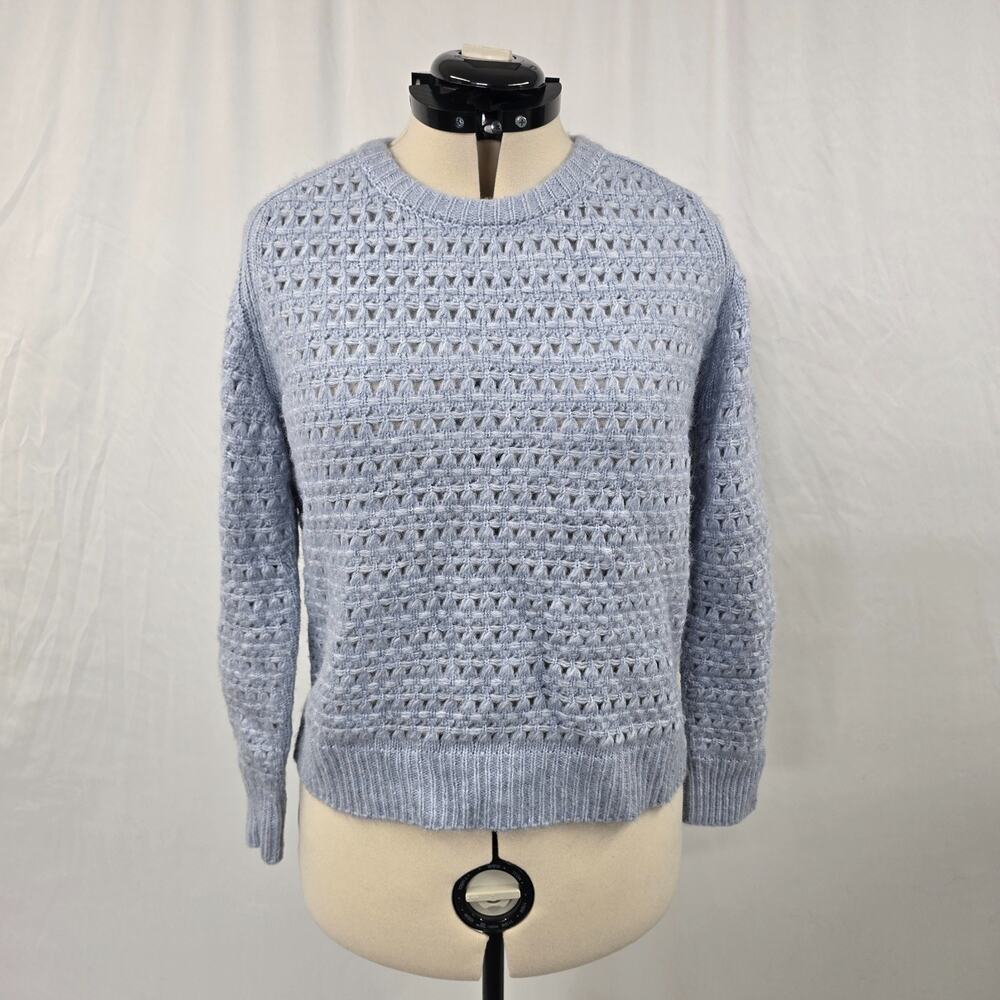 Chelsea & Theodore Open Knit Sweater Women's L Periwinkle Blue Long Sleeve NWT